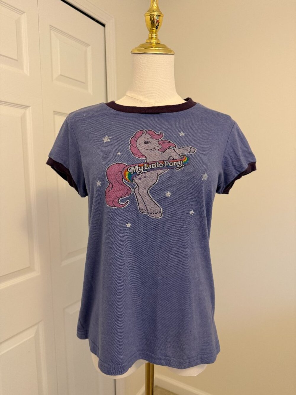 2009 My Little Pony Hasbro Ringer T Shirt Blue Graphic Tee Size Large